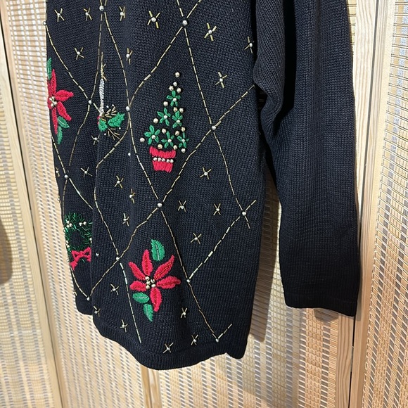 Vintage 1990s Ship 'n Shore "Ugly" Christmas Sweater Studded Decorations Large - Picture 5 of 16